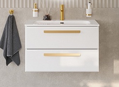 BelBagno Мебель для ванной Eco Cer-N 80 CZR-8073-80 bianco opaco ручки сатиновое золото – фотография-3