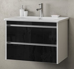  Тумба с раковиной Фреш 80 белый/черный – фотография-1