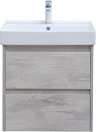 Aquanet Тумба с раковиной Nova Lite 60 подвесная дуб белый – фотография-3