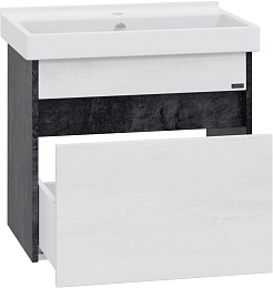 СанТа Мебель для ванной Мира 60 подвесная светлое дерево/черная – фотография-5