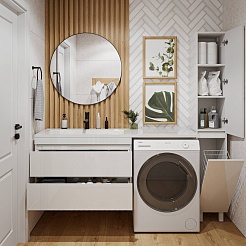 Vivon Тумба с раковиной под стиральную машину Donna 150L подвесная белый глянец – фотография-15