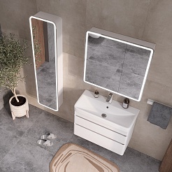 Equil Тумба с раковиной Soldi 80 2 ящика подвесная белый софт – фотография-12