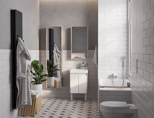 Акватон Мебель для ванной Сканди Doors 45 белая/дуб верона – фотография-2