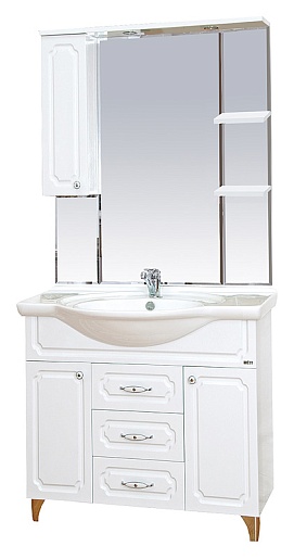 Misty Тумба с раковиной Александра 85 белый металлик – картинка-3