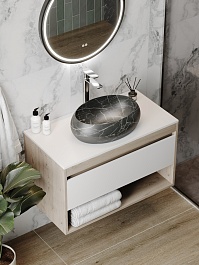 Teymi Раковина накладная Laina 48.5 T51304 черный мрамор – фотография-7