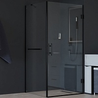 RGW Душевой уголок Hotel HO-045-1B (HO-011B + Z-060-2B + O-204B) 80x90 профиль черный стекло прозрачное