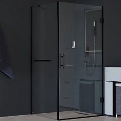 RGW Душевой уголок Hotel HO-045-1B (HO-011B + Z-060-2B + O-204B) 80x90 профиль черный стекло прозрачное – фотография-1