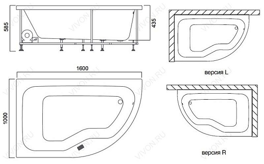 Am.Pm Акриловая ванна "Tender" 160х100 (L) – картинка-3