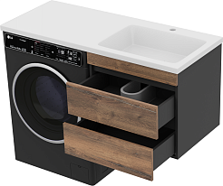 Misty Мебель для ванной Коломбо 120 R подвесная под стиральную машину дуб галифакс/антрацит – фотография-7