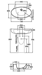 Azzurra Раковина Clas CLA200B1/75 – фотография-2