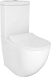 Azario Унитаз-компакт Renda AZ-8693 безободковый с бачком с сиденьем микролифт белый – фотография-1