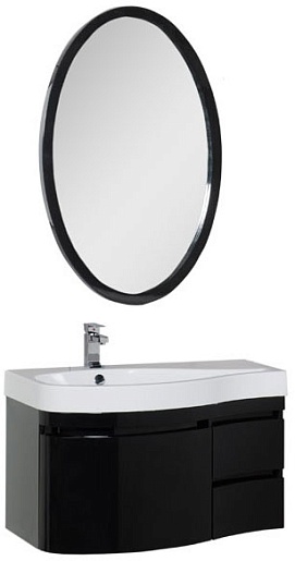 Aquanet Мебель для ванной Сопрано 95 L с ящиком черная (169441) – фото, картинка, фотография-1