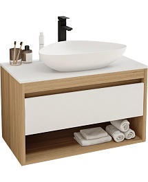 Teymi Тумба с раковиной Ritta 85 дуб эврика/белый матовый T60531 раковина T50802 – фотография-1