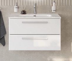 Cezares Тумба с раковиной Eco Cer-N 80 bianco lucido CZR-8095-80 ручки сатин – фотография-1