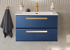 Cezares Тумба с раковиной Eco Cer-N 80 sapfiro CZR-8073-80 ручки сатиновое золото – фотография-1