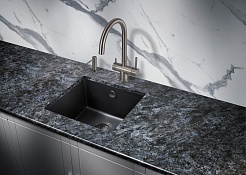 Milacio Мойка кухонная Leon 45 Cuarzo черная матовая – фотография-3