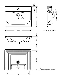 Mixline Тумба с раковиной Брикс 60 2 ящика белый/дуб вотан – фотография-3