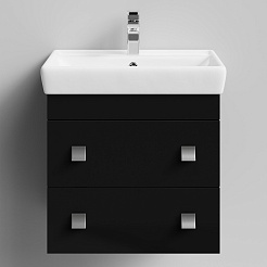 Водолей Тумба с раковиной Квадро 60 подвесная черная – фотография-1