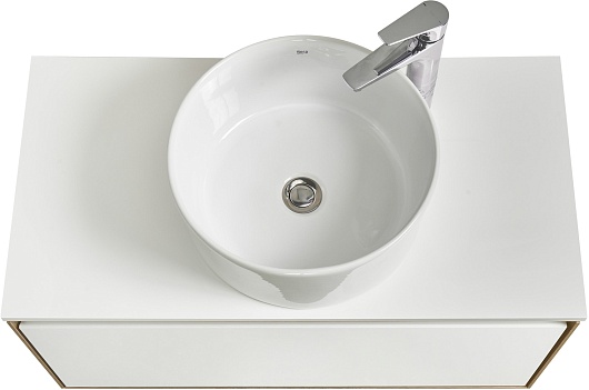 Акватон Мебель для ванной с белой столешницей Либерти 90 Mila 40 белая/дуб эльвезия – фотография-4