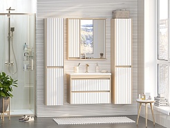 Brevita Зеркальный шкаф Balaton 80 L белый/бежевый – фотография-6