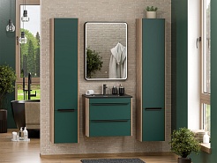 Brevita Мебель для ванной Greenwood 60 подвесная зеленая матовая/дуб галифакс олово – фотография-2