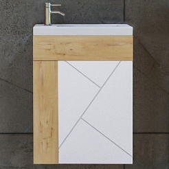 Бриклаер Тумба с раковиной Кристалл 40 белая/дуб бунратти – фотография-1