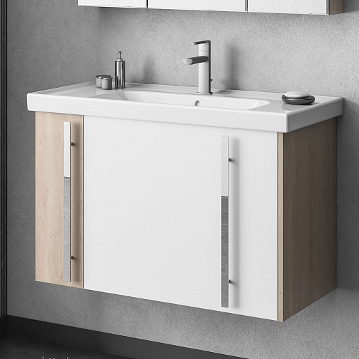  Тумба под раковину Стайл 100 белый/орегон – фото, картинка, фотография-1