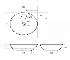 BelBagno Накладная раковина 55/45 BB1370 – фотография-7