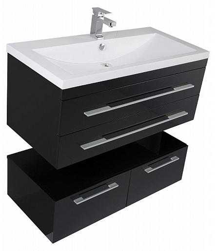 Aquanet Тумба подкатная "Нота 100" черная – фотография-6