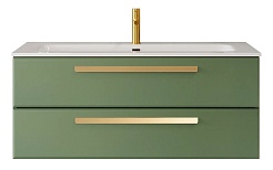 Cezares Тумба с раковиной Eco Cer-N 120 фисташковый софт CZR-8073-120 ручки сатиновое золото – фотография-1
