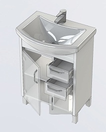 Aquanet Тумба с раковиной "Донна 60" 3 ящика беленый дуб – фотография-5