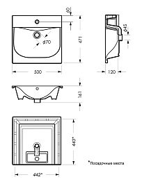 Mixline Тумба с раковиной Брикс 50 2 ящика белый/дуб вотан – фотография-4