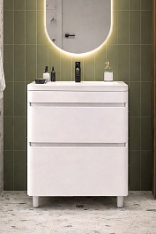 Vivon Тумба с раковиной Atwood 70 напольная белая матовая – фотография-2