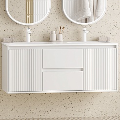 Brevita Мебель для ванной с двойной раковиной Wine 120 подвесная белая – фотография-2