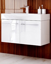 Aqwella Тумба с раковиной Милан 80 подвесная, с дверцами – фотография-1