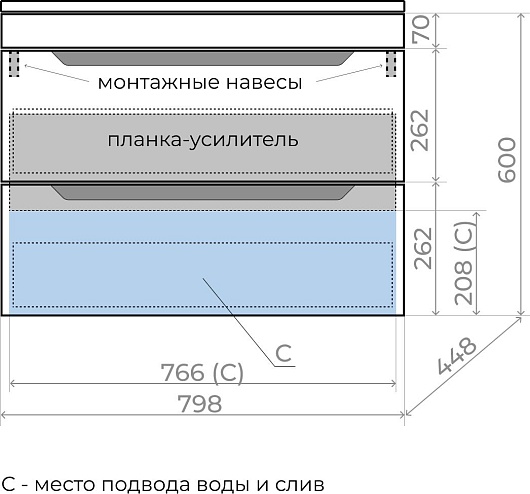 Style Line Тумба с раковиной Остин 80 подвесная тауп темный – картинка-9