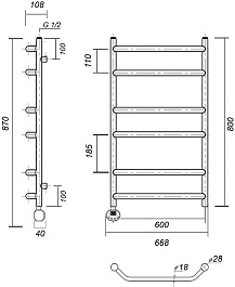Domoterm Полотенцесушитель электрический Лаура П6 600x800 АБР EL античная бронза – фотография-3