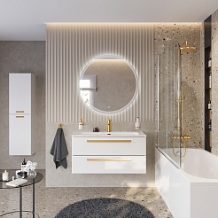 BelBagno Мебель для ванной Eco Cer-N 100 CZR-8073-100 bianco opaco ручки сатиновое золото – фотография-2