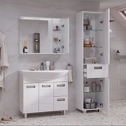 Volna Зеркальный шкаф Joli 80 R белый – фотография-9