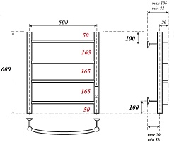 Point Полотенцесушитель электрический П4 500x600 PN04856 хром – фотография-3