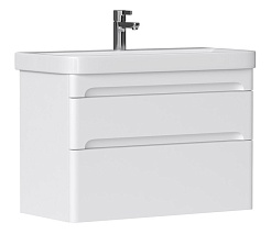 Equil Тумба под раковину Nice 80 2 ящика подвесная белая – фотография-1