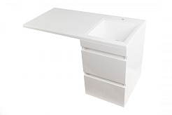 Style Line Тумба с раковиной подвесная Даллас 100 Люкс R, белая PLUS – фотография-3