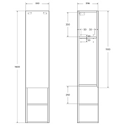 BelBagno Пенал для ванной Kraft 33/160 R Rovere Tabacco с открытой полкой – фотография-6