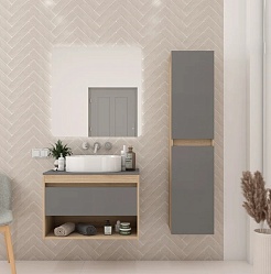 Teymi Тумба с раковиной Ritta 85 дуб эврика/графит матовый подвесная T60532 раковина T50606 – фотография-4