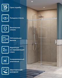 BelBagno Душевая дверь в нишу Soft Close-2 SOFT_CLOSE-2-BF-1-150-C-Cr 150x200 профиль хром стекло прозрачное – фотография-11
