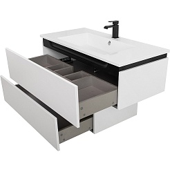 Cezares Тумба с раковиной Slider 100 с 2 ящиками белая – фотография-6