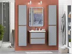 Brevita Шкаф пенал Chester 35 подвесной серый/дуб чарльстон темно-коричневый – фотография-8