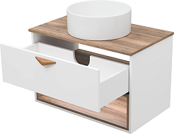 Brevita Тумба с раковиной Bergen 80 подвесная дуб галифакс олово/белая – фотография-7