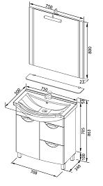Aquanet Мебель для ванной "Асти 75" черная, с б/к (178431) – фотография-7