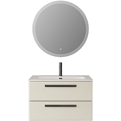 Cezares Тумба с раковиной Eco Cer-N 80 брашированная альпака CZR-8073-80 ручки матовые чёрные – фотография-8